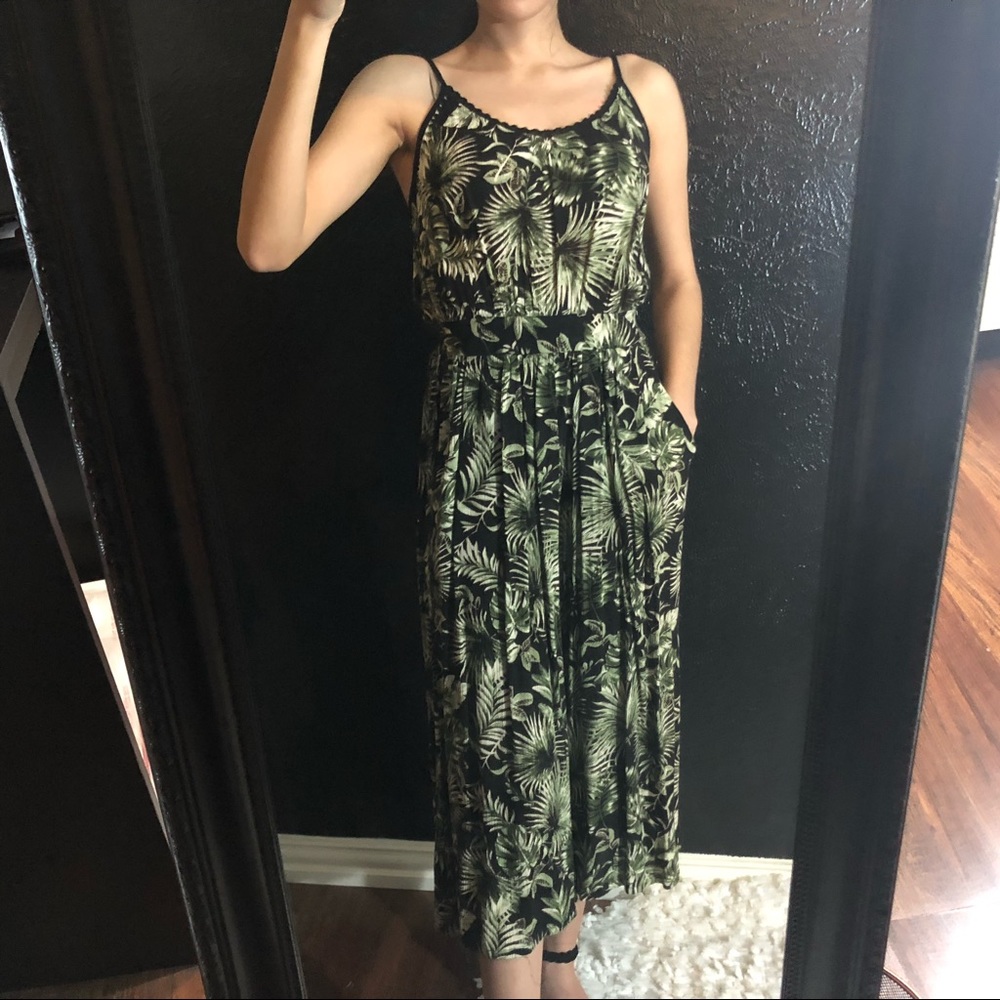 Derek Heart black & green palm tree print jumpsuit